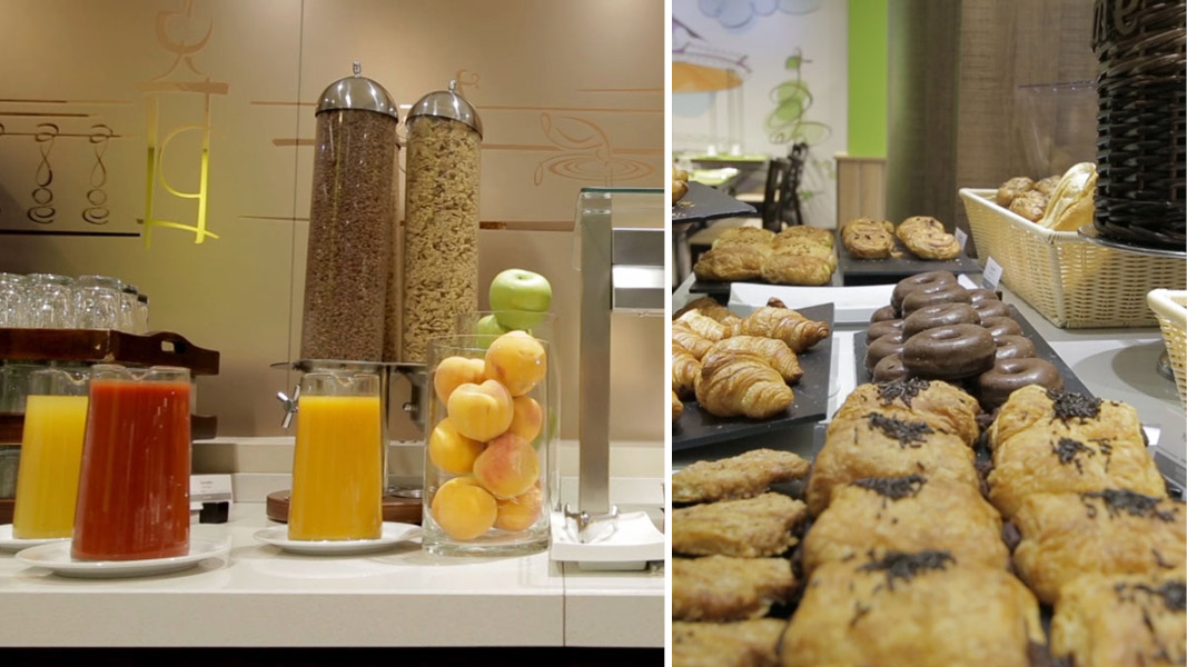 Frukostbuff p hotel Puerto de Toledo, Madrid.